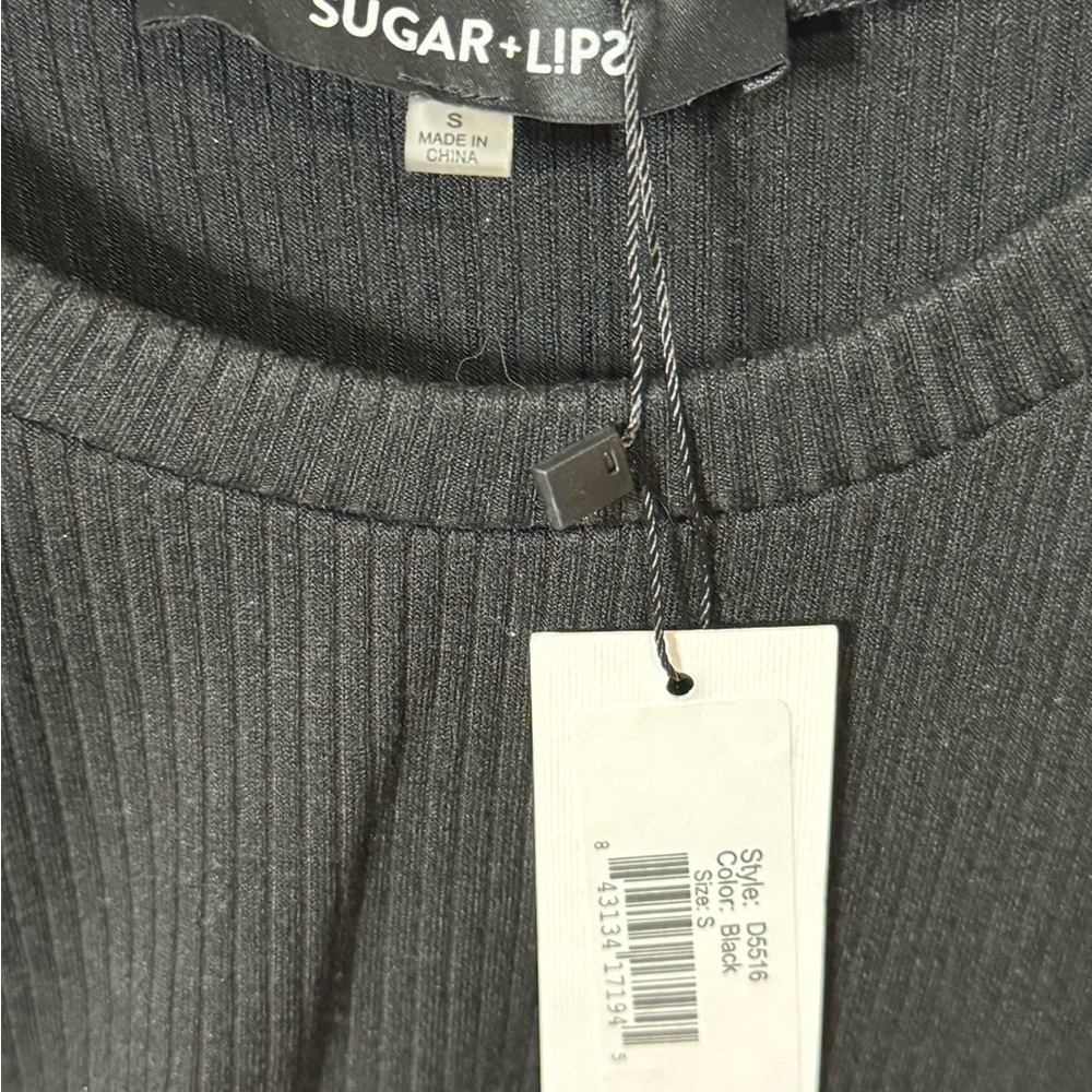 Sugarlips Wild One Front Twist Knit Dress Black Size Small Mini LBD - Picture 8 of 11